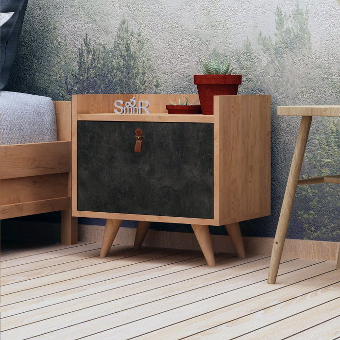 Hanah Home Juuna Mesilla de Noche Roble y Gris Oscuro Hanah Home Juuna Mesilla de Noche Roble y Gris Oscuro